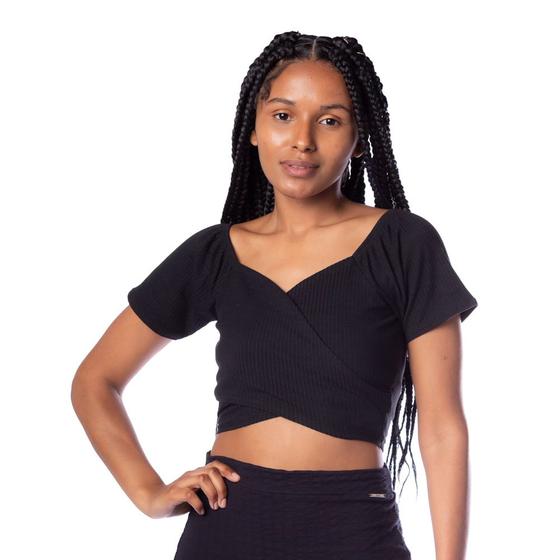 Imagem de Blusa Cropped Feminina Infinitto Lady Transpassada Preto