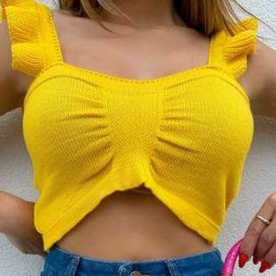 Imagem de Blusa cropped feminino alça babado modal