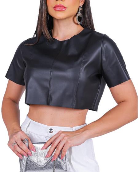 Imagem de Blusa Cropped Feminino Manga Longa de Renda Elegante Fashion