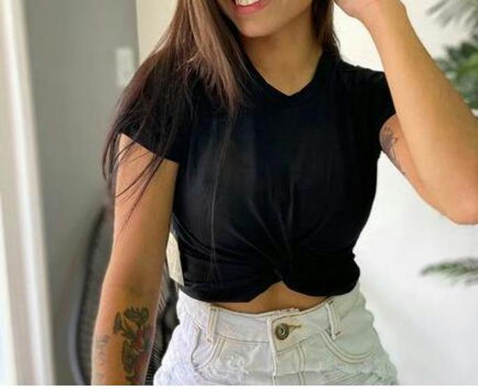 Imagem de Blusa cropped feminino nozinho manga curta viscolaycra sem bojo