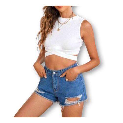 Imagem de Blusa Cropped feminino regata recorte na lateral viscolycra gringa