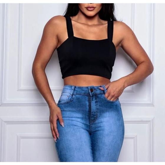 Imagem de Blusa Cropped feminino top alça larga gringa