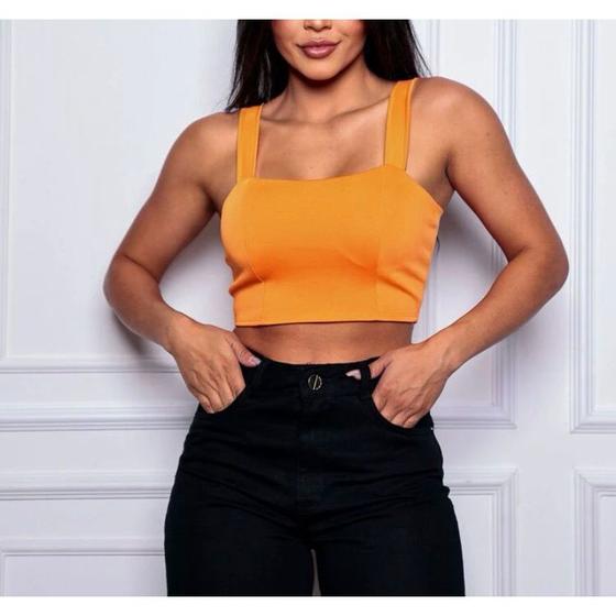 Imagem de Blusa cropped feminino top alça larga gringa tendência