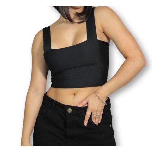 Imagem de Blusa Cropped feminino top alça larga poliéste moda fashion