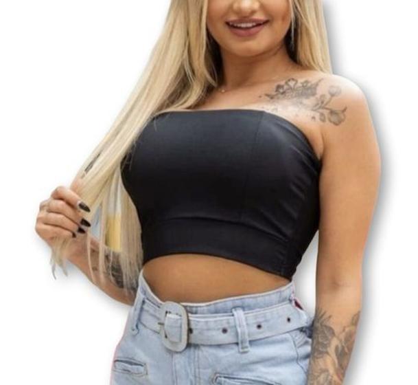 Imagem de Blusa cropped feminino top faixa com bojo moda influencer