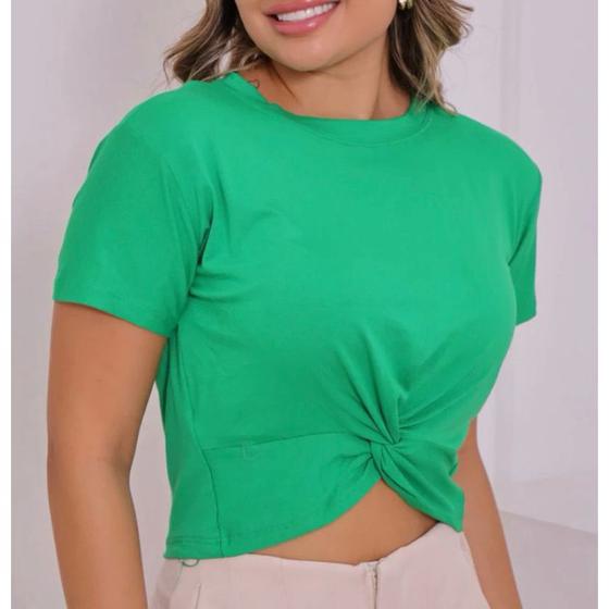 Imagem de Blusa Cropped feminino viscolycra manga curta nozinho fashion