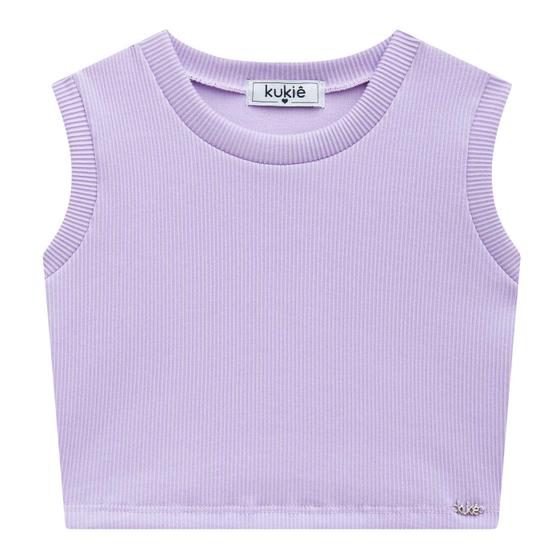 Imagem de Blusa Cropped Infantil Menina Regata em Canelado Kukiê