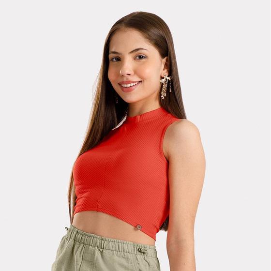 Imagem de Blusa Cropped Juvenil Lunender em Canelado  - Vermelho Cereja