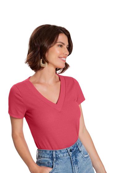 Imagem de Blusa Cropped Lunender Canelada Rosa