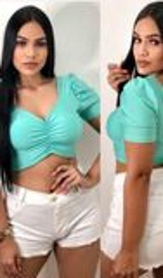 Imagem de Blusa  cropped manga princesa drapeado  feminina