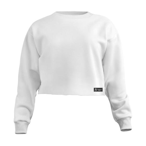Imagem de Blusa Cropped Moletom Feminino Liso Básico com Cintura Descosturada