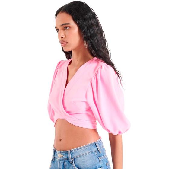 Imagem de Blusa Cropped Myft Com Amarração AV23 Rosa Feminino