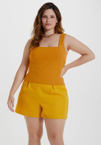 Imagem de Blusa Cropped Plus Size Alongado, Alça Larga e Decote Quadrado - Lunender - Várias Cores