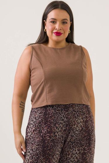 Imagem de Blusa Cropped Plus Size Andrea Marrom Cess