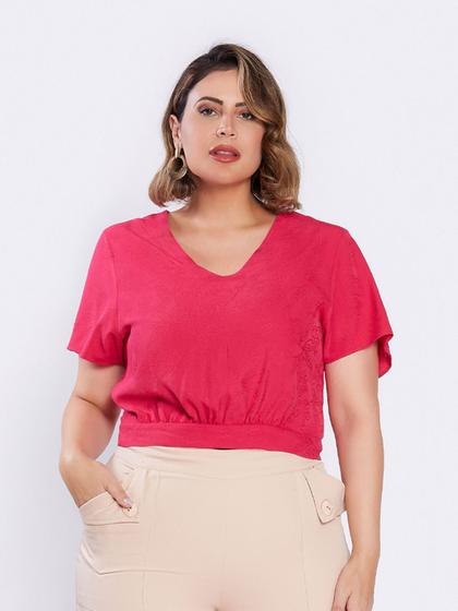 Imagem de Blusa Cropped Plus Size Feminina Blogueira Com Amarração