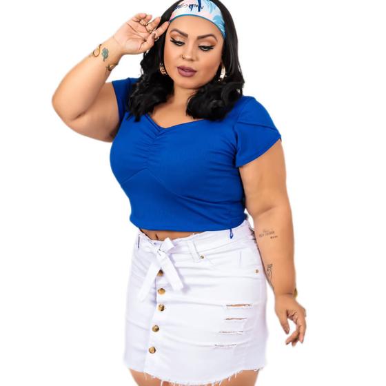 Imagem de Blusa cropped plus size manga envelope moda