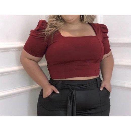 Imagem de Blusa cropped princesa reto pluss size tendencia feminina