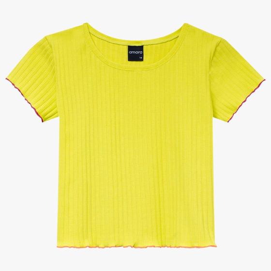 Imagem de Blusa Cropped Teen Amora em Ribana Canelada Verde