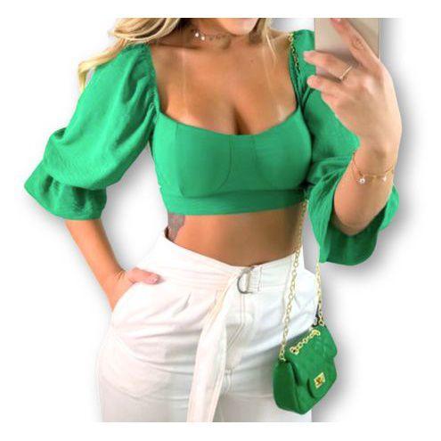 Imagem de Blusa cropped top manga princesa babado amarração nas costas moda fashion