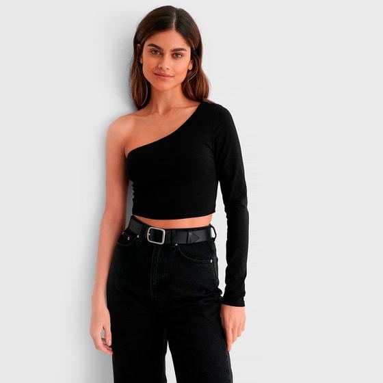 Imagem de Blusa Cropped Top Mula Manca Uma Manga Longa