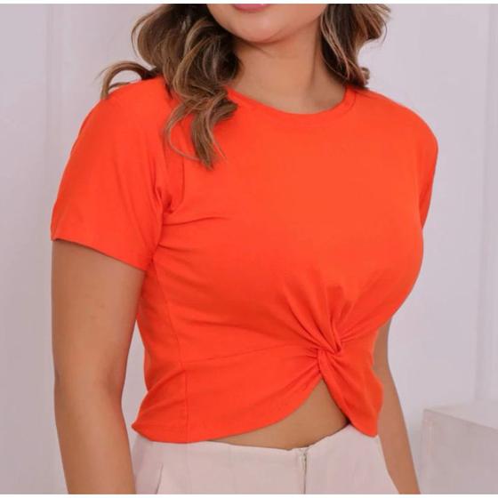 Imagem de Blusa Cropped viscolycra manga curta nozinho feminino moda blogueira