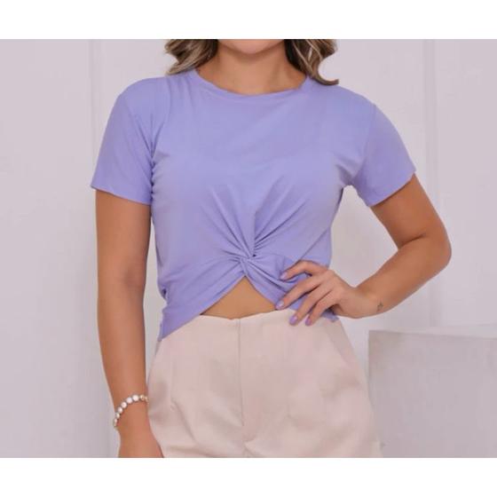 Imagem de Blusa Cropped viscolycra manga curta nozinho feminino moda