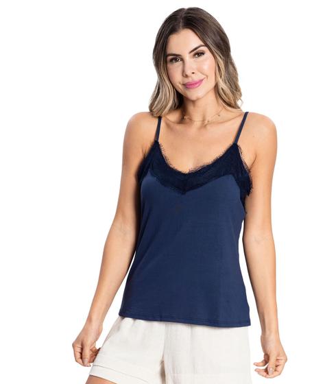 Imagem de Blusa De Alça Feminina com Renda Rovitex Azul