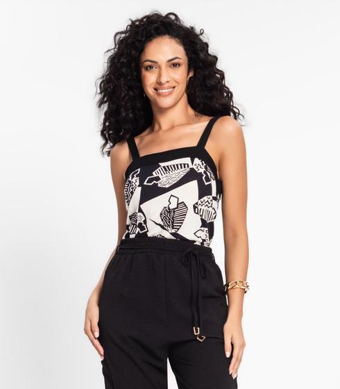 Imagem de Blusa De Alça Feminina Estampada Rovitex Preto