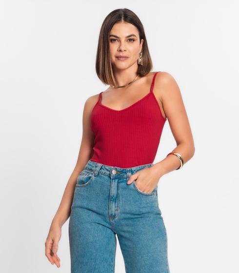 Imagem de Blusa De Alça Feminina Ribana Canelada Rovitex Vermelho