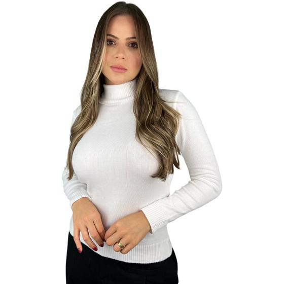 Imagem de Blusa De Frio Cacharrel Feminina Gola Alta Trico Manga Longa