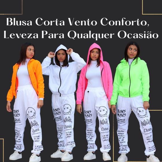 Imagem de Blusa de Frio Corta Vento Feminina Agasalho Jaqueta Neon Ultra Fina