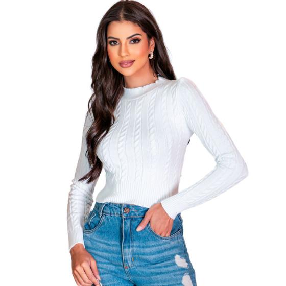 Blusa De Frio Feminina Trança Colorida Slim Acinturado Longo Quente ...
