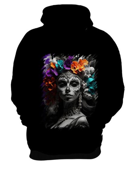 Imagem de Blusa de Frio La Catrina Mexicana Dama Esqueleto 9