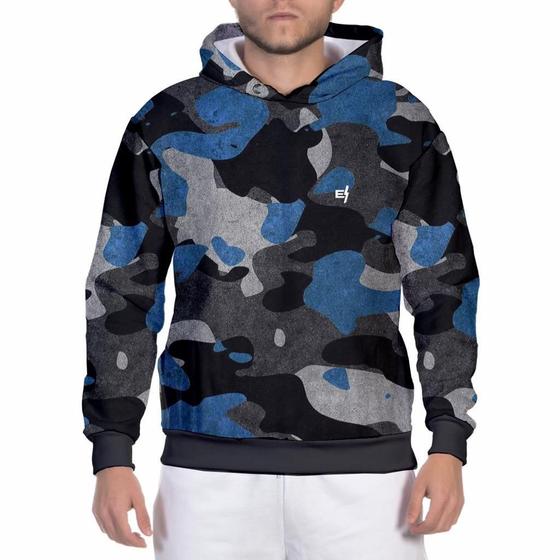 Imagem de Blusa de frio masculina Moletom Camuflado Casaco com capuz e bolsos laterais