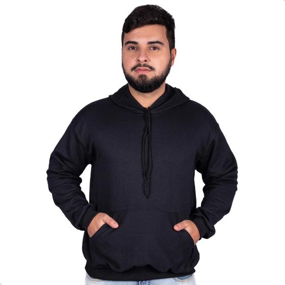 Imagem de Blusa de Frio Moletom Básico Casual Com Bolso Canguru e Capuz Flanelado Unissex Abrigo