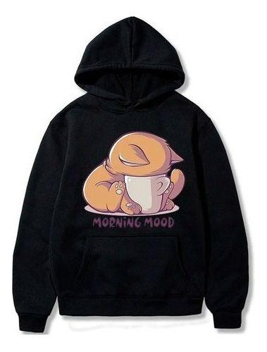 Imagem de Blusa De Frio Moletom Canguru Gatinho Com Sono Morning Mood