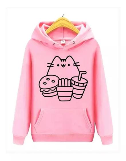 Imagem de Blusa De Frio Moletom Casaco Agasalho Comida Gato Doces Top