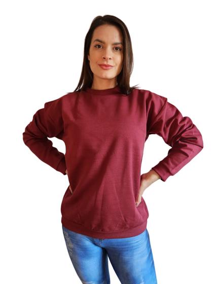 Imagem de Blusa de Frio Moletom Feminino Flanelado Magics Liso Gola Redonda