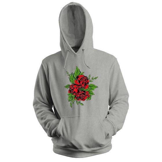 Imagem de Blusa de Frio Moletom flanelado Algodão com Capuz Estampa Digital Unissex Envio Imediato Flor Rosas