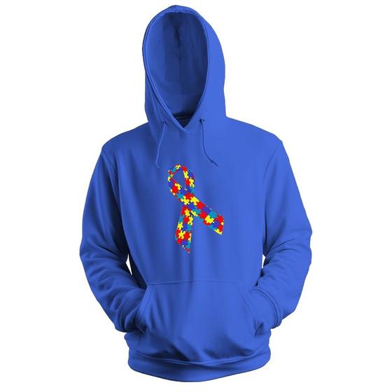 Imagem de Blusa de Frio Moletom flanelado com Capuz Estampa Digital Unissex Envio Imediato Autismo Autista