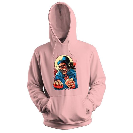 Imagem de Blusa de Frio Moletom flanelado com Capuz Estampa Digital Unissex Envio Imediato Caveira com Cartas