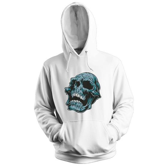 Imagem de Blusa de Frio Moletom flanelado com Capuz Estampa Digital Unissex Envio Imediato Caveira Enrrugada