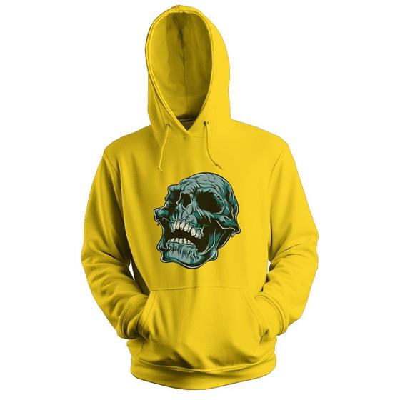 Imagem de Blusa de Frio Moletom flanelado com Capuz Estampa Digital Unissex Envio Imediato Caveira Enrrugada