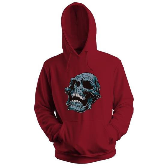 Imagem de Blusa de Frio Moletom flanelado com Capuz Estampa Digital Unissex Envio Imediato Caveira Enrrugada