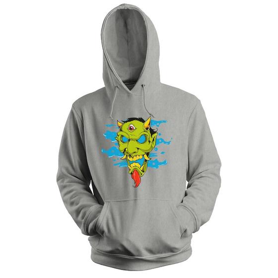 Imagem de Blusa de Frio Moletom flanelado com Capuz Estampa Digital Unissex Envio Imediato Máscara Hannya