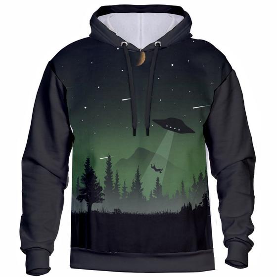 Imagem de Blusa de Frio Moletom Masculino Feminino Alien 3D HD ET Com Capuz Flanelada Confortável