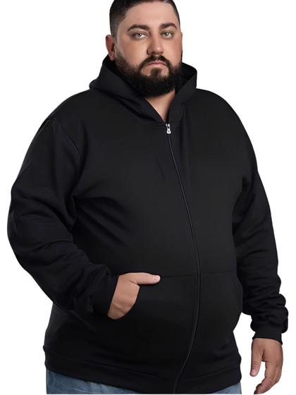 Imagem de Blusa de frio moletom plus size masculina G1 ao G3 moletom grosso inverno frio