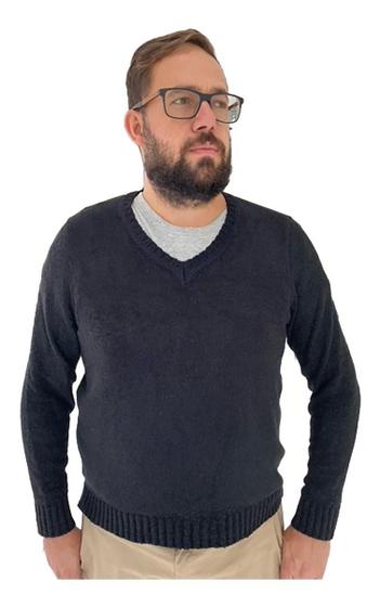 Imagem de Blusa De Frio Suéter Masculino Lã Tricot Malha Grossa Casual