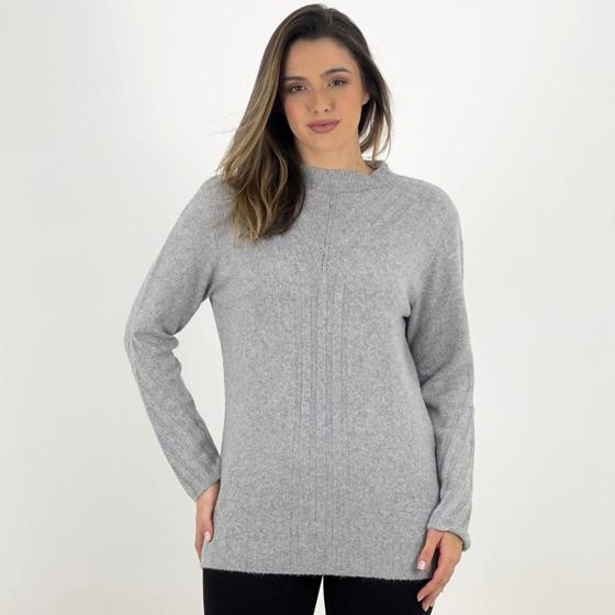 Imagem de Blusa de Lã Via Tricot Longa Gola Redonda Feminina