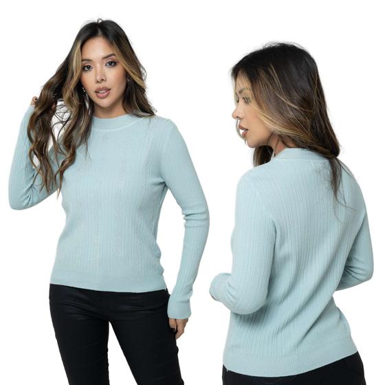 Imagem de Blusa de Malha Tricot Feminina com Brilho Frontal